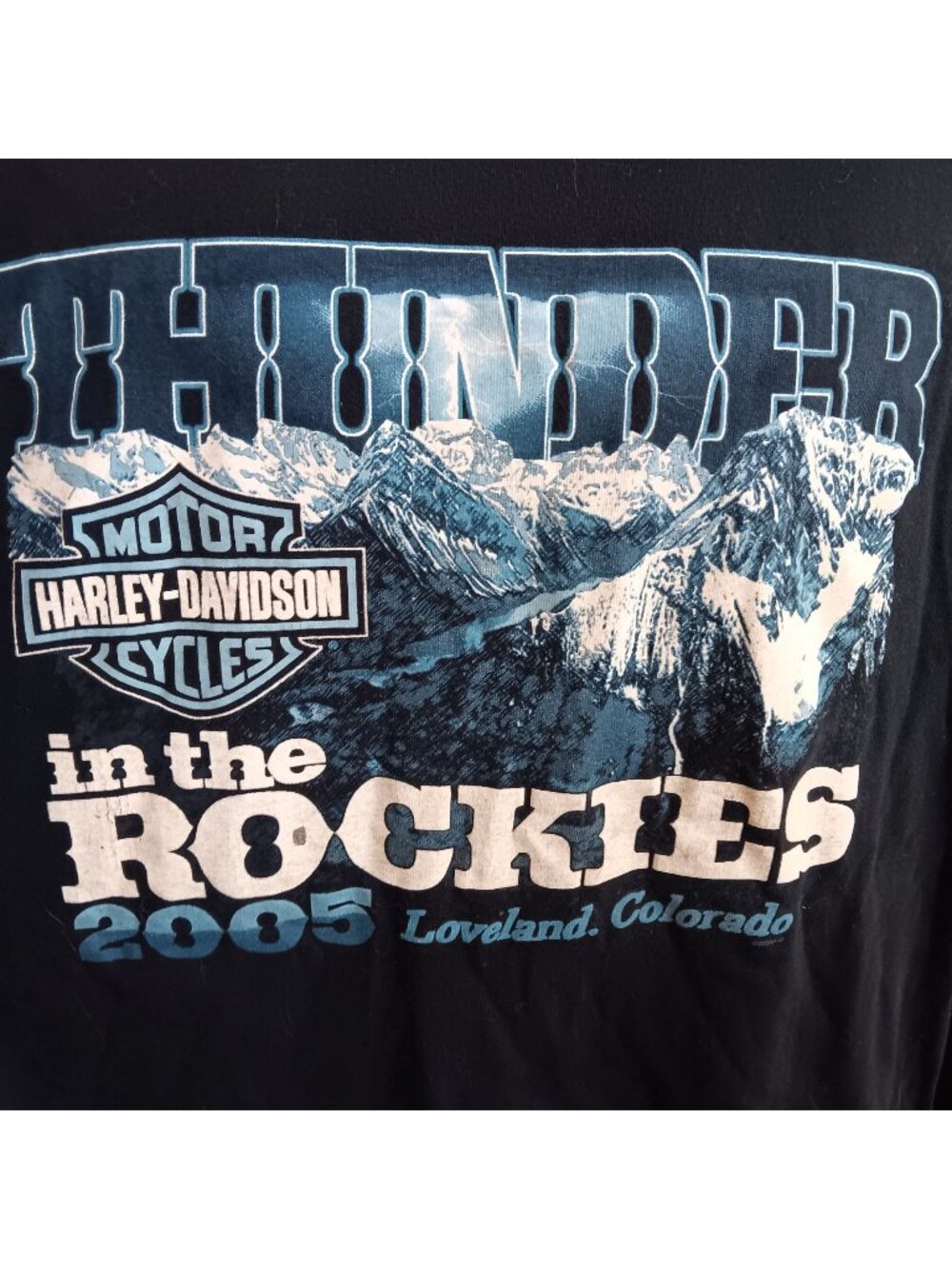 Harley-Davidson XXL men's T-shirt Thunder Rockies 2005 Loveloand Colorado USA
